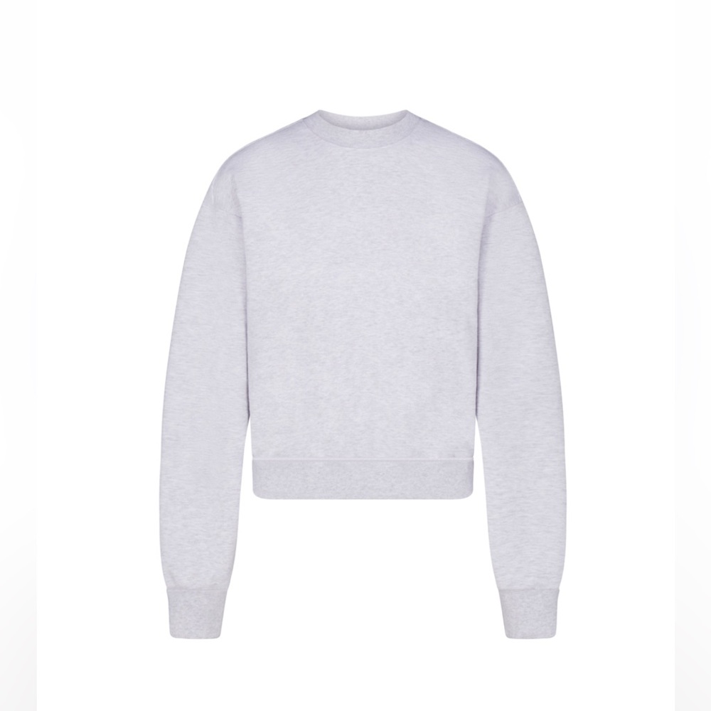 SKIMS, Cotton Fleece, Classic Crewneck, Light Heather Grey, Small